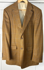 Hart Schaffner Marx Mens 42L Brown Wool Houndstooth Sport Coat Blazer USA Made