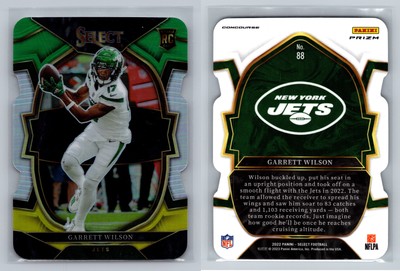 2022 Panini Select #88 Garrett Wilson Green and Yellow Prizm Die Cut