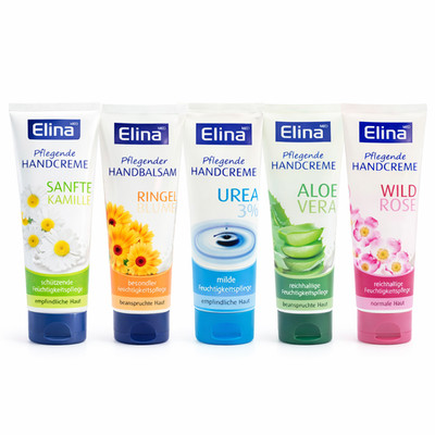 Elina Med Handcreme 5x75 ml Urea 3% ,Ringelblume,Rose,Aloe Vera,Kamille