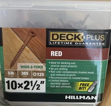 Hillman Deck Plus 48430 Wood Screws #10” x 2.5" Red, 5lb Box