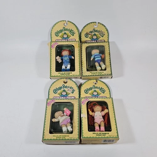 Lot of 4 Vintage 1984 Cabbage Patch Kids Posable Figure Dolls In Original Box