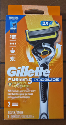 Gillette Fusion5 Proglide Shield Defense Razor Handle Blade Refills 2 Cartridges