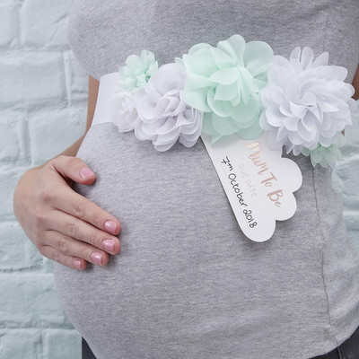 Mum to Be Babyparty-Schärpe mit Nerz- und Roséfolienfolie, Hello World, Minz- un
