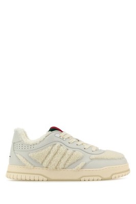 GUCCI Re-Web Teddy Fuzzy White Leather Sneakers New & Authentic