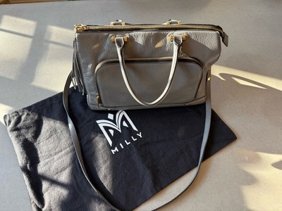 MILLY LEATHER SATCHEL TOTE HANDBAG