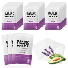 Pack of 50 Makeup Remover Wipes Individually Wrapped,Lavender Scent,Face Cleansi