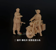 3D Printed - 1/72 Resin WWII German Motorcyclist  Infantry Recon Team Unpainted
