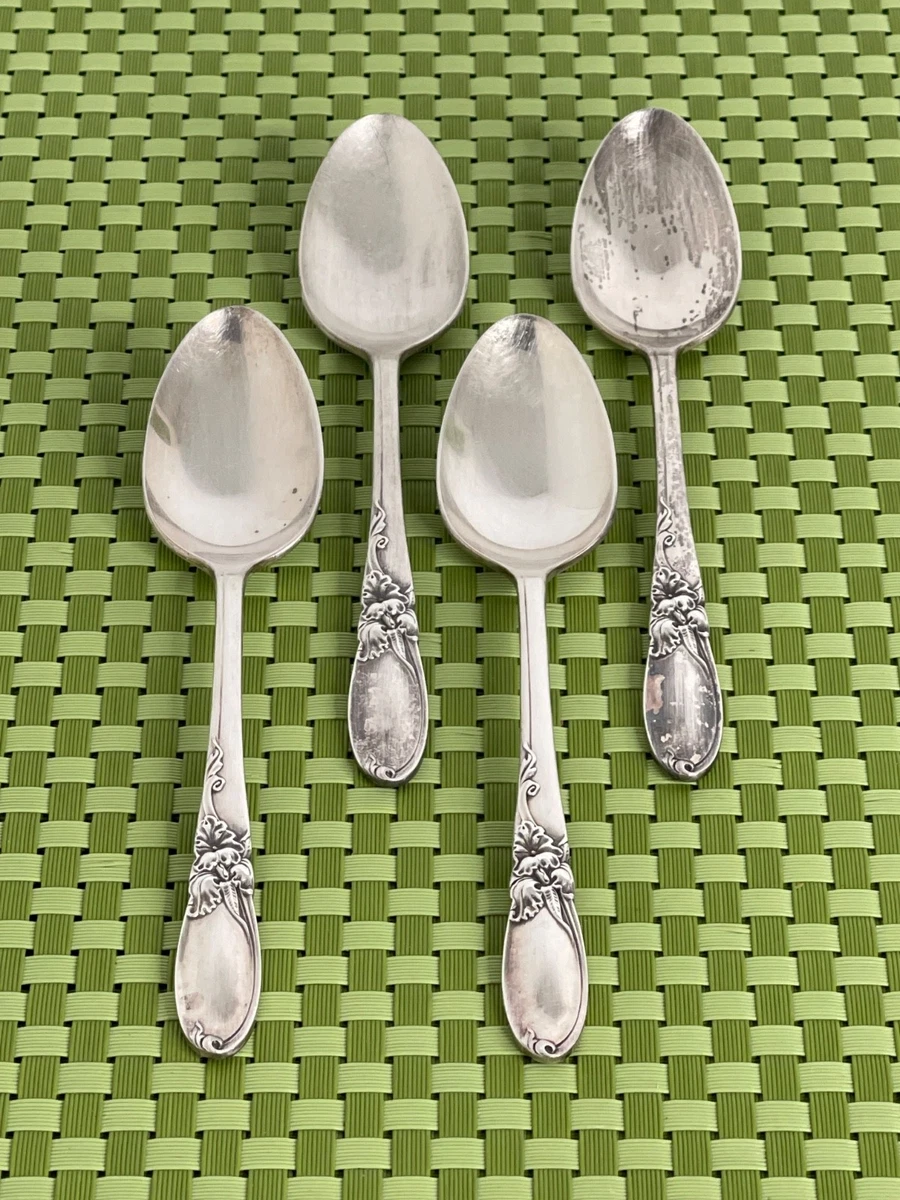 Oneida Community WHITE ORCHID Silverplate 4 Teaspoons 1953