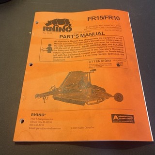 Rhino FR15 FR10 Flex wing mechanical level lift rotary cutter Parts Manual