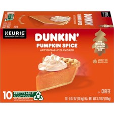 Dunkin' Pumpkin Spice Flavored Coffee, 10 Keurig KCup Pods