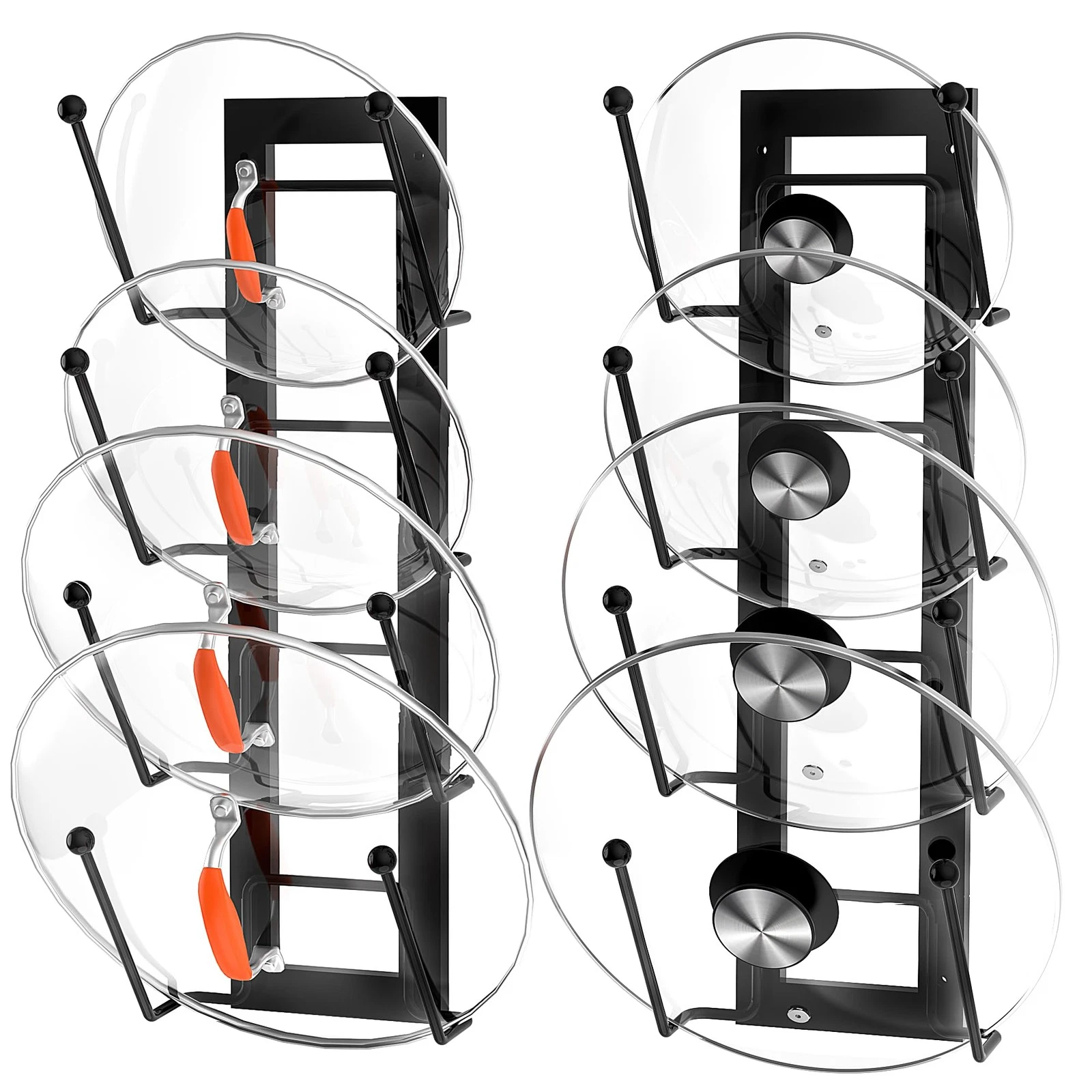 8 Layers of Adjustable Pot Lid Organizer Rack for Cabinet Door/Wall，2Pack Lid...