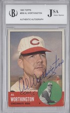 JSA Certified 1963 Topps High # Al Worthington #556 Encased by BCCG Auto 0ls