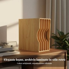 Scaffale Porta Vinili in Legno Stile Retrò Contenitore per Dischi LP