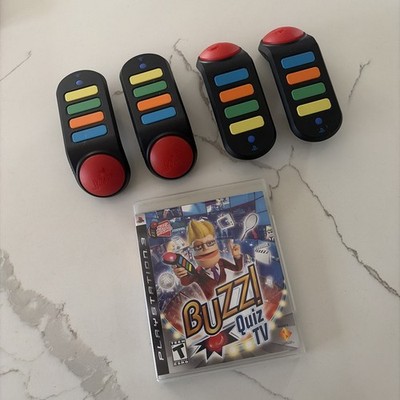 PS3 Buzz Quiz TV (Sony PlayStation 3, 2008) w/ 4 Wireless Buzzers TESTED & WORKS