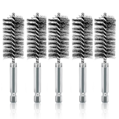 ASNOMY 5Pcs 1'' Stainless Steel Bore Brush for Drill,25Mm Wire Brush Bore Cleanin