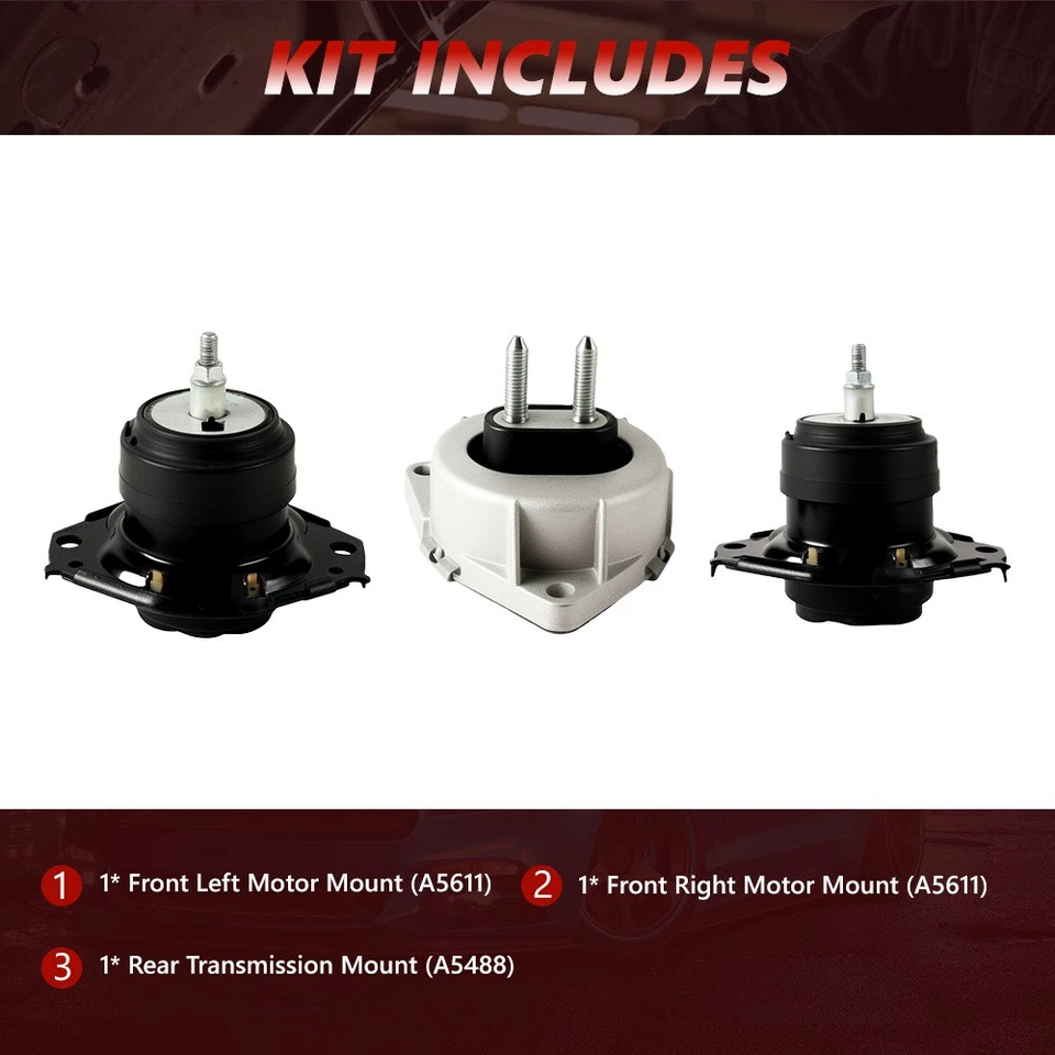 Engine Motor & Trans Mount 3Pcs Set For 2011-2019 Jeep Grand Cherokee 3.6L 5.7L - Imagem 2 de 4