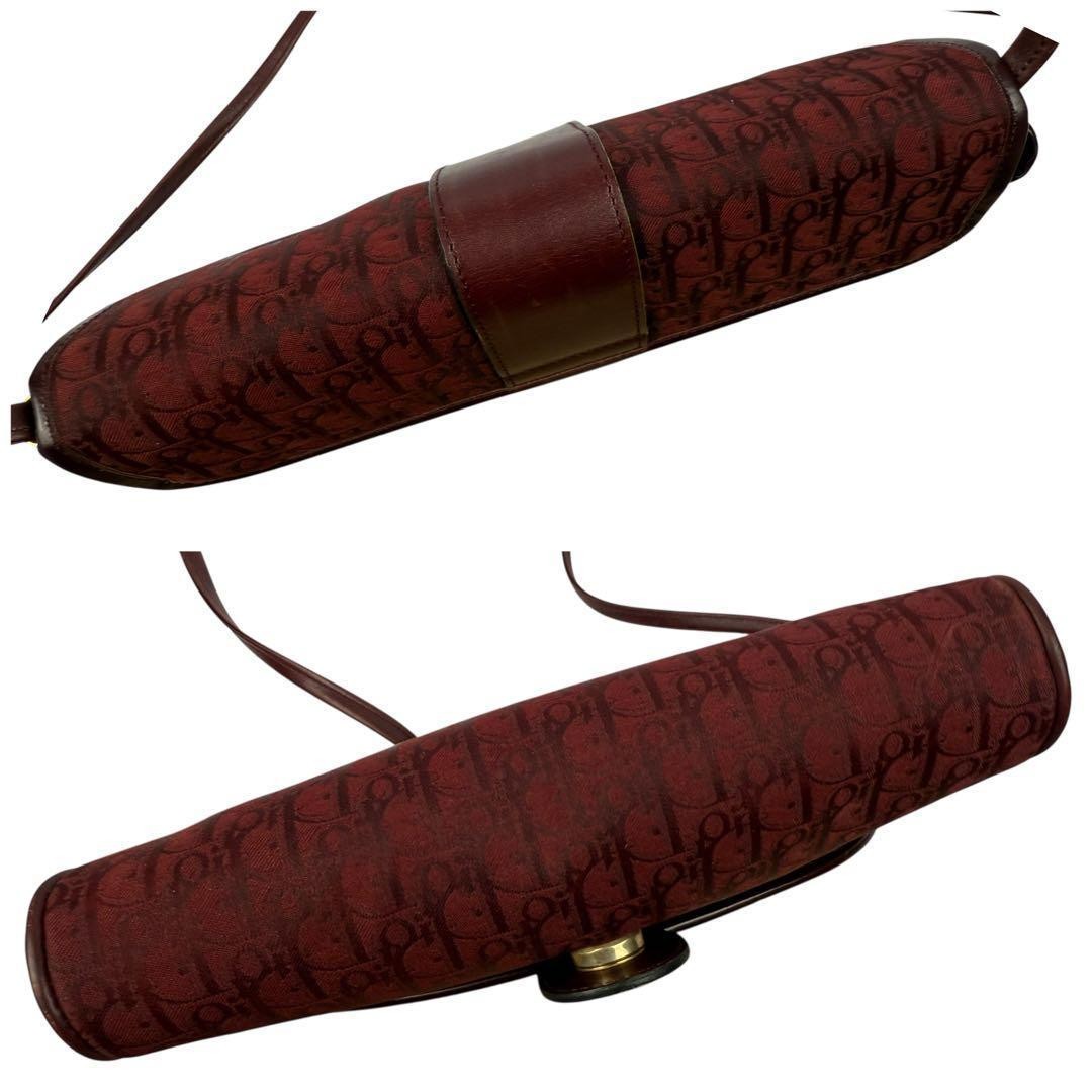 Christian Dior Crossbody Shoulder Bag Canvas Leather Red Gold Logo Authentic thumbnail 17