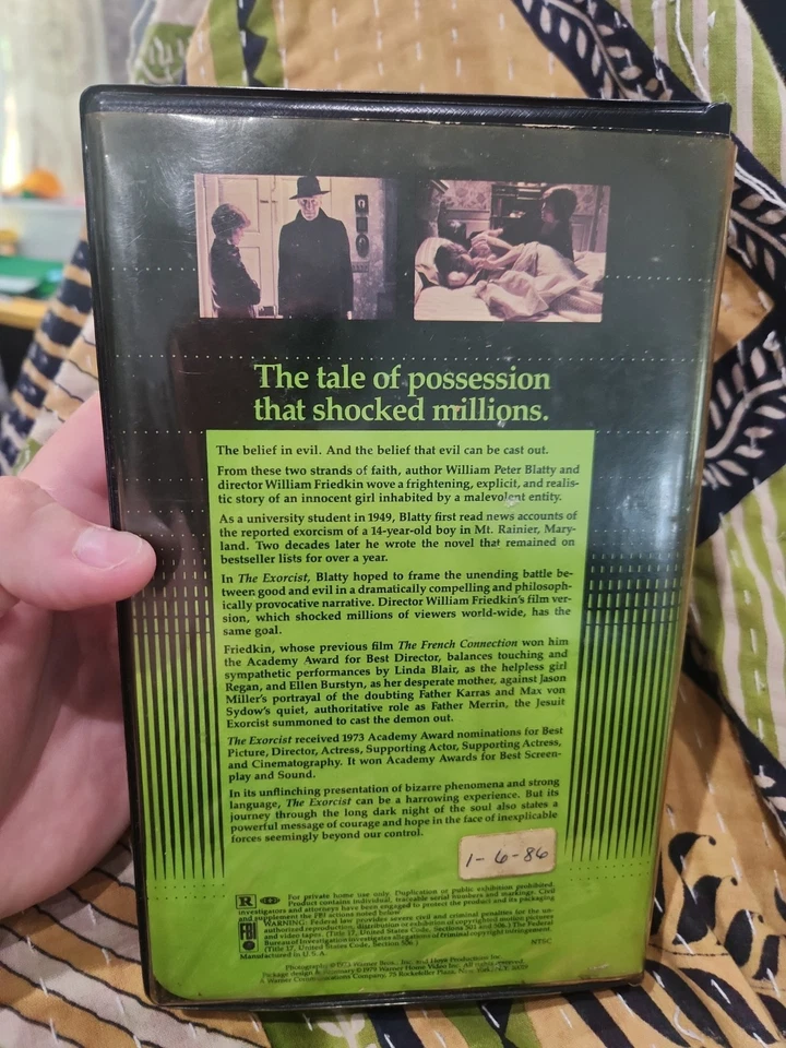 The Exorcist (VHS, 1979) 1973 Horror Warner Black Clamshell Early Release Works - Image 2 of 4