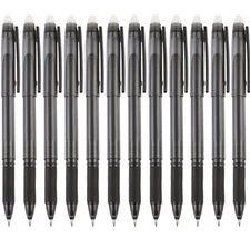 Volcanics Black Erasable Gel Pens, 0.7mm Fine Point Gel Erasable Pens with Erase