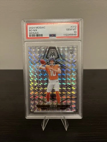 2024 Panini Mosaic Rookies Bo Nix #312 Mosaic Prizm (RC) PSA 10