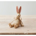 Laidback Rabbit With Jute String  Bow - Decorative Figure - Resin 11 cm