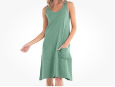 FRESH PRODUCE MEDIUM Lagoon GREEN DRAPE Cotton Jersey Tank Dress 65 NWT