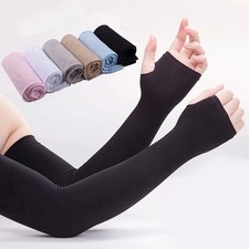 1 Pairs Cooling Arm Sleeves With Hands Cover UV Sun Protection Outdoor Sports