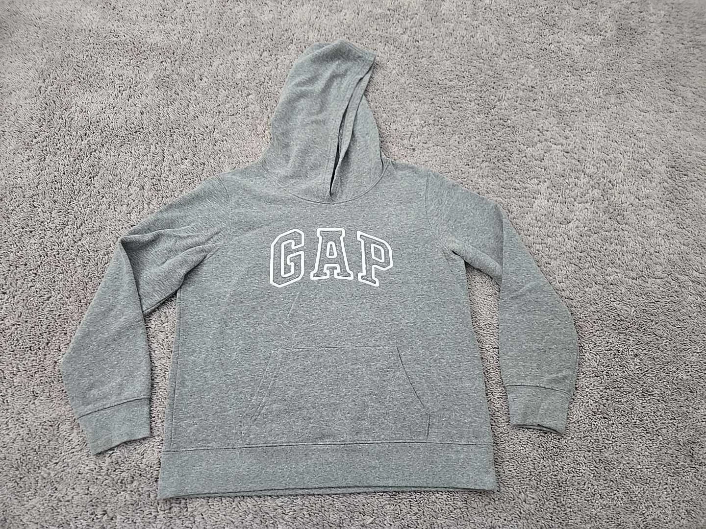 Gap Hoodie Womens M Gray Pullover Sweatshirt Embroidered Patch Logo 90s Y2k