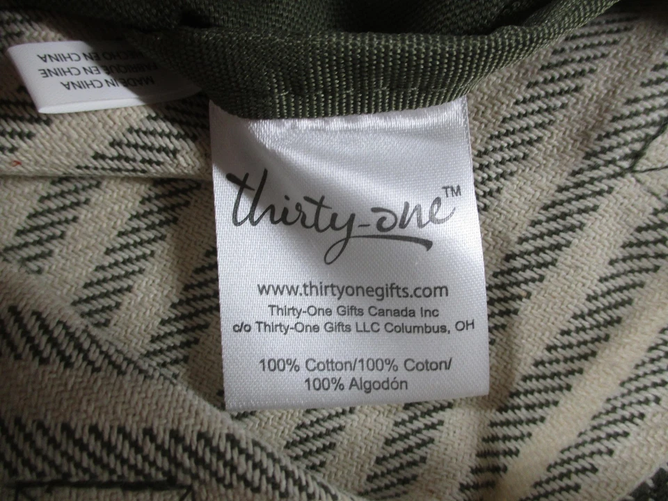 Thirty-One Twice As Nice Tote Bag Womens Olive Twill Stripe Canvas Striped AD78 - Image 3 of 4