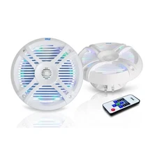 New Pair 6.5" Marine waterproof Stereo Speakers W/LED Lights & Remote PLMRX68LEW