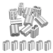 10Pcs 3/8" 10mm Aluminum Crimping Loop Sleeve Double Ferrule Silver