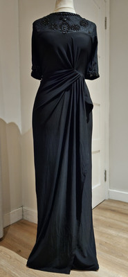 MONSOON schwarzes Maxikleid Gr. 14 Abend lang Hochzeit Gast Party Pailletten Glitzer