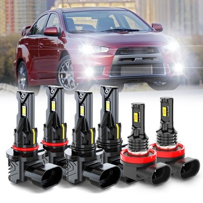 Fit Mitsubishi Lancer 2008-2017 LED Headlight High Lo Beam Fog Light Combo 6000K