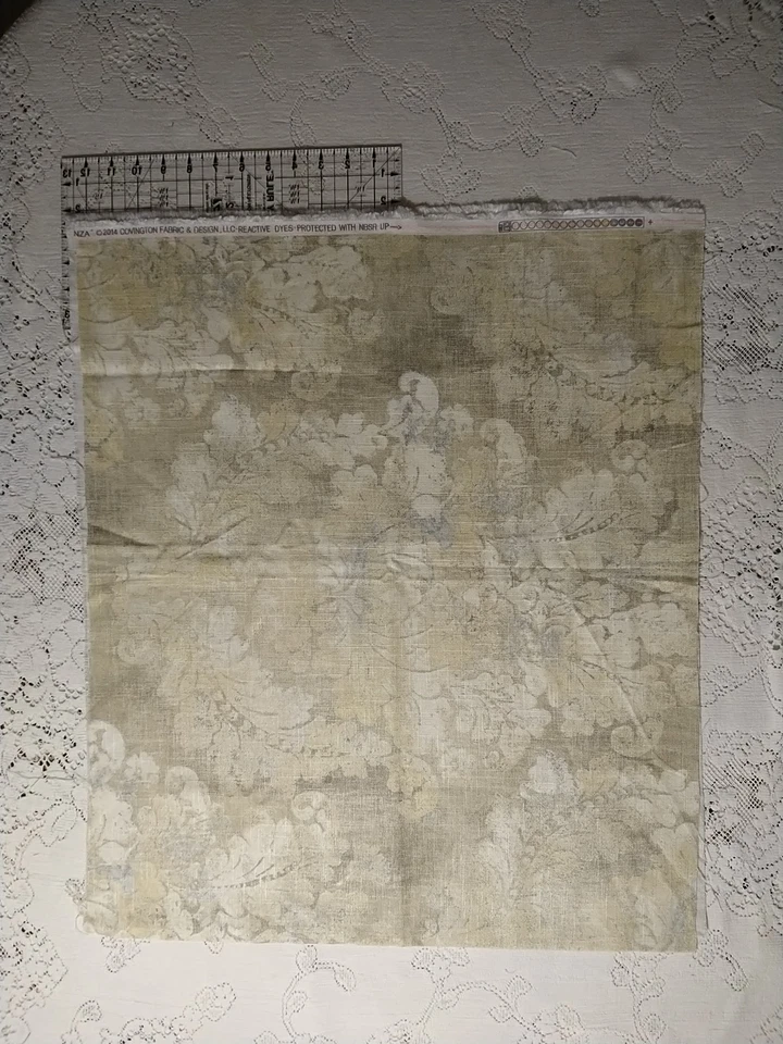 REM Covington LINEN Beige Cream Floral Designer Print Drapery Fabric 23" x 54" - Image 4 of 4