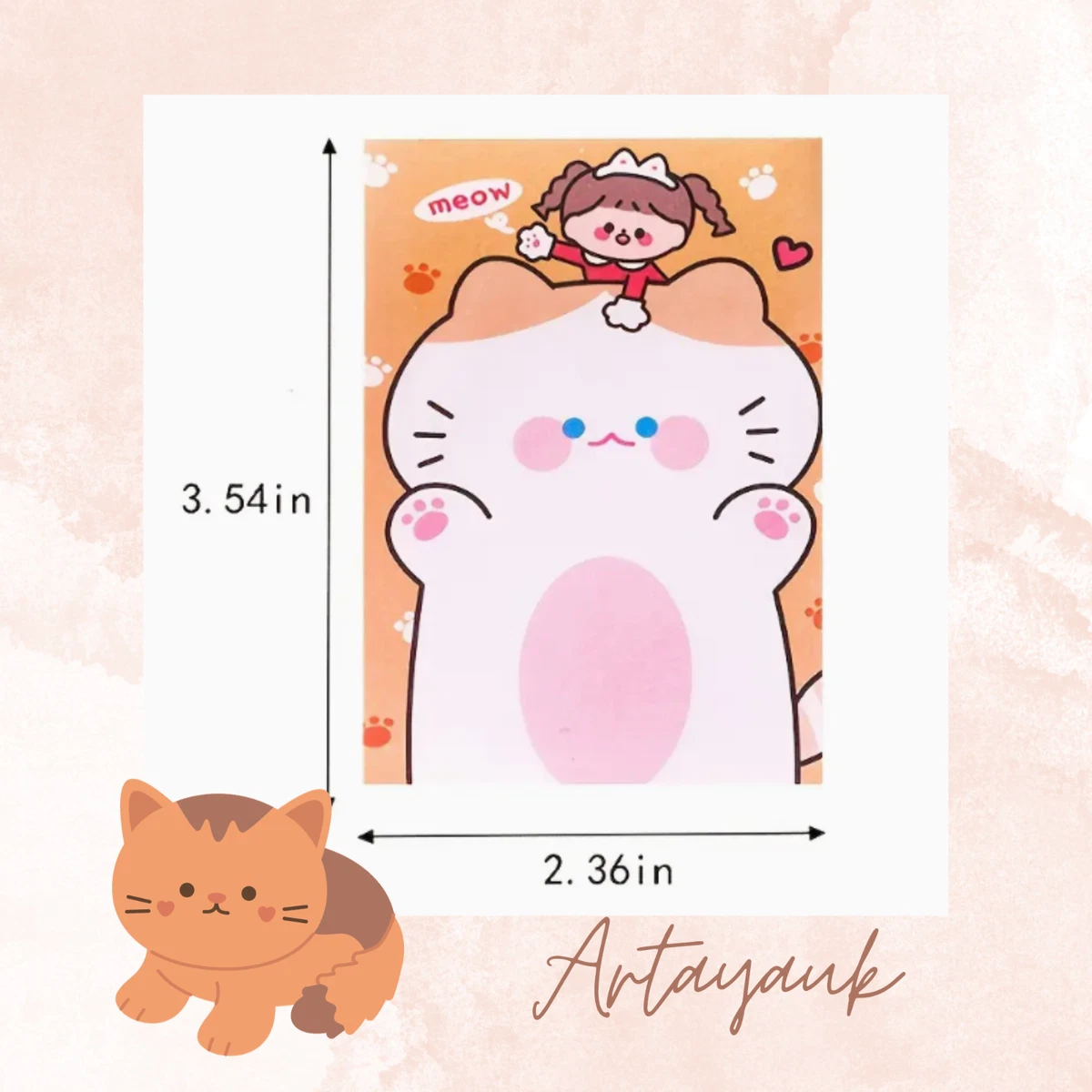 UK Cute Cat Sticky Notes Mini Kitten Memo Pad Kawaii