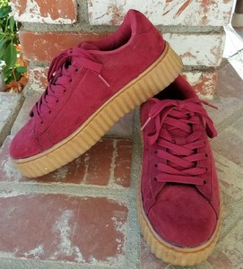 maroon platform sneakers
