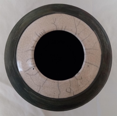 Jarrón de cerámica vintage Raku firmado Clayton Studio cerámica artística - Imagen 2 de 4