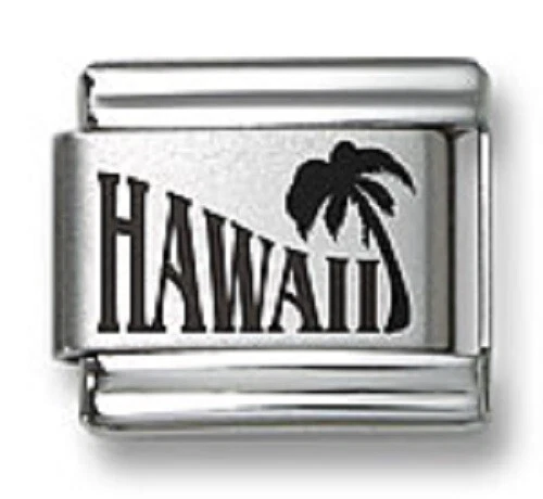 STONE ISLAND Laser Italiano Charm Hawaii Palma Argento Acciaio Inox Braccialetti Link 9mm