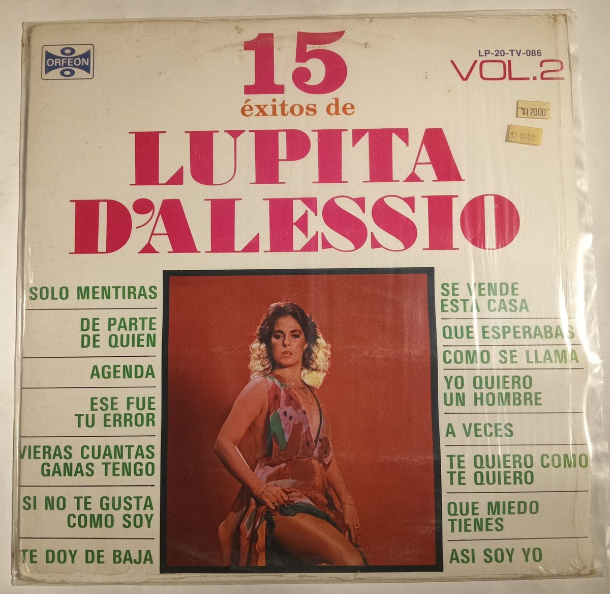 LUPITA D'ALESSIO - 15 EXITOS VOL.2 - 1984 MEXICAN LP, LATIN