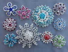 10 pcs Assorted Color Rhinestone Brooch Crystal Brooch Decoration DIY Lot BT995