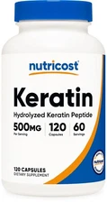 Nutricost Keratin Hydrolized Peptide Capsules - 500MG, 120 Capsules, 60 Servings
