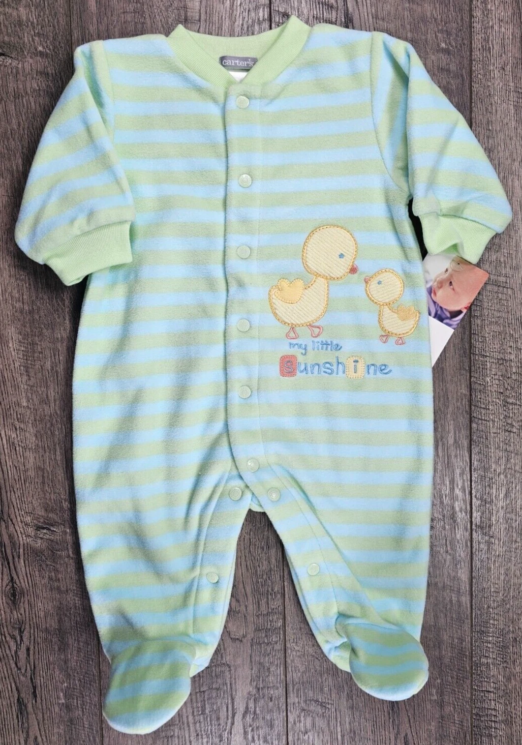 New Baby Boy Clothes Vintage Carter's 3 Month Sunshine Duck Fleece Footed Outfit