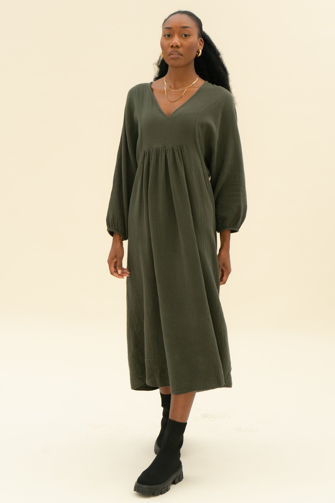 Wild Daisy Musselin langes Oversize Sommerkleid Babydoll VAusschnitt 3