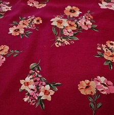 Wine Floral Crepe Fabric Apparel Pebble Blouse Weight By the Yard