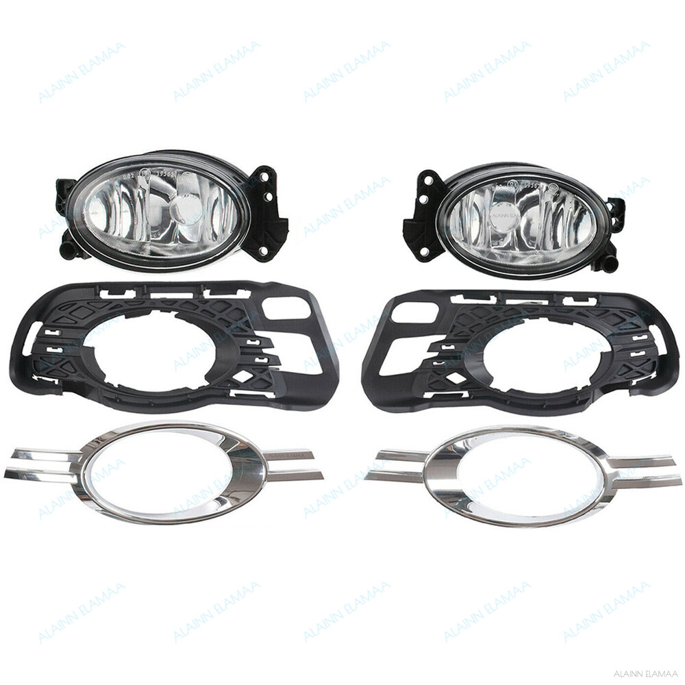 3-Piece Front Left Fog Light Grille Chrome Trim Cover For Benz GLK350 3.5L (2013-2015)
