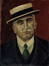 Dipinto Olio su Tavoletta Ritratto Maschile cm. 30  x 40