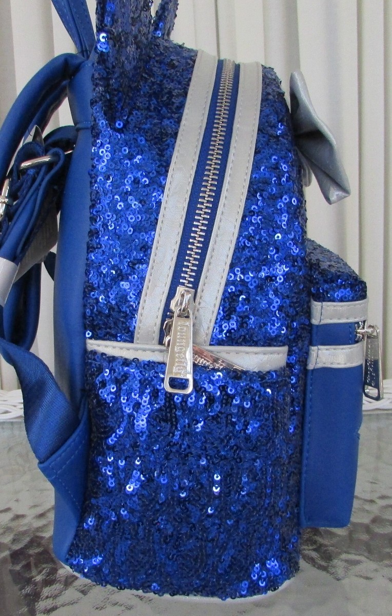 Disney Parks Loungefly Blue Sequin Mini Backpack Wishes NWT  display picture 2