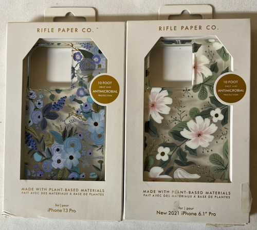 NEU Menge 2 Rifle Paper Co. Klar Blau Weiß Blumen Apple iPhone 13 Pro HÜLLEN