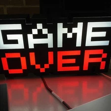 Game Over Retro 1980’s 8 Bit Light 2 Light Modes Flashing Game Room Man Cave New