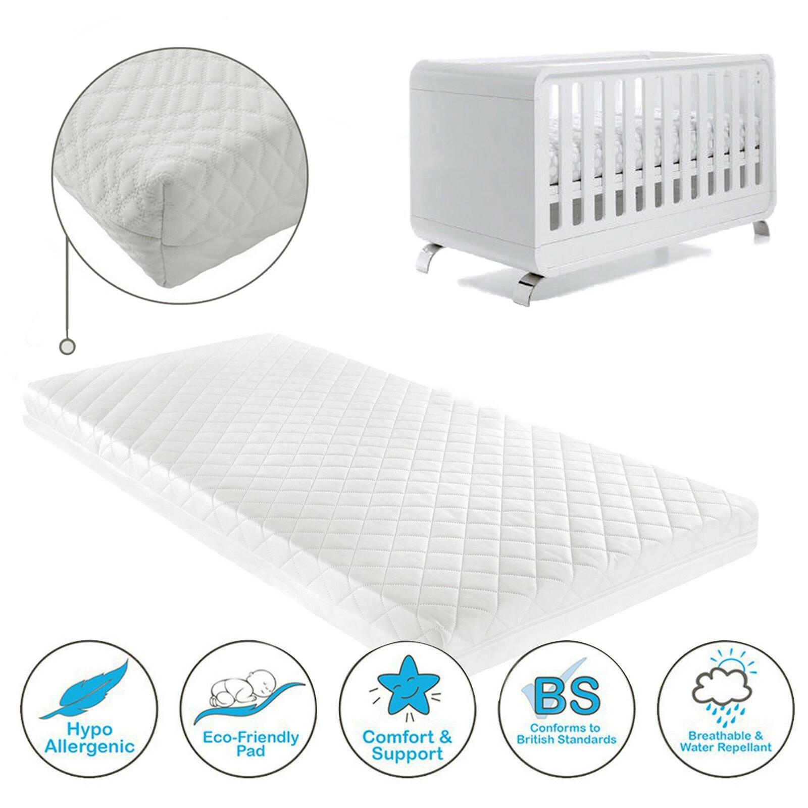Baby Cot Bed Mattress Junior Breathable Foam Cot Mattres Waterproof